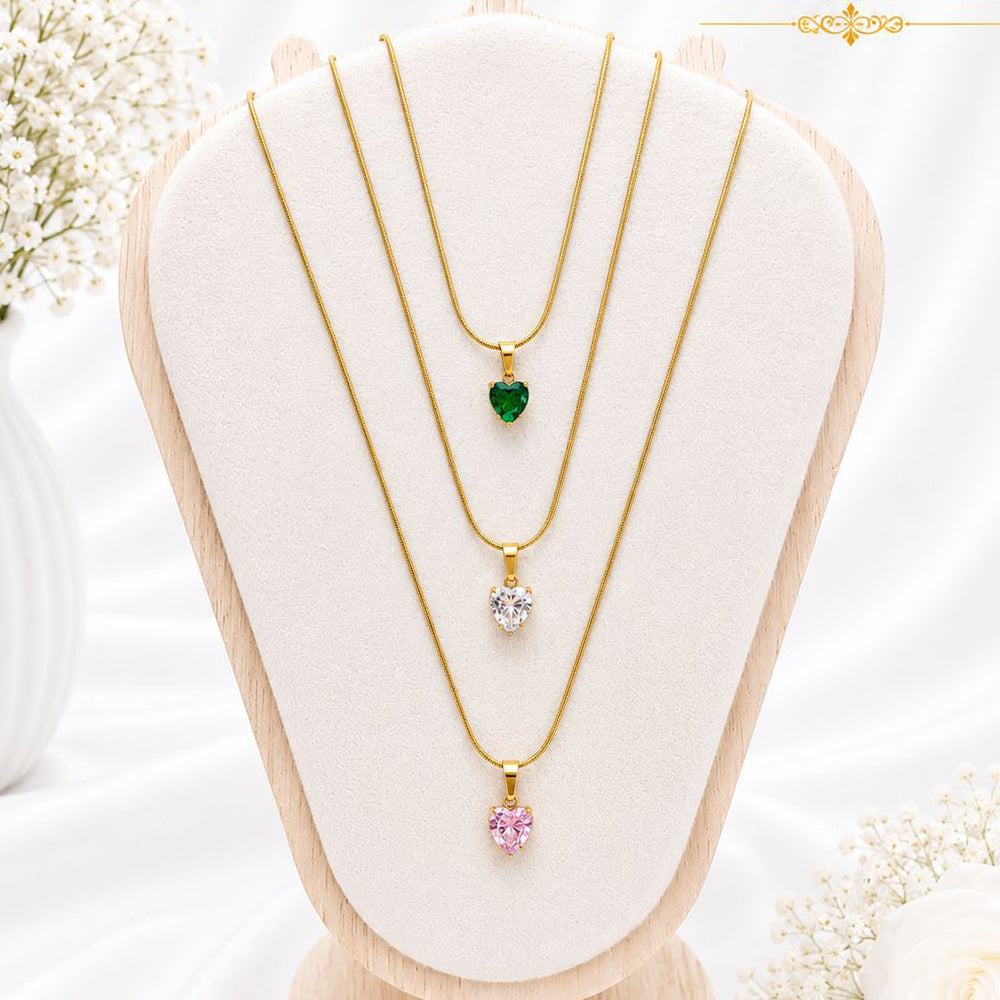 Klitz Premium Stainless Steel Crystal Stone Chain Necklace 