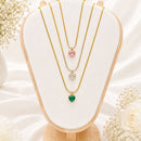 Klitz Stunning Gold Plated Crystal Stone Heart Chain Pendant