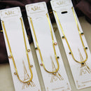 Klitz Premium Stainless Steel Herringbone Crystal Chain Necklace 