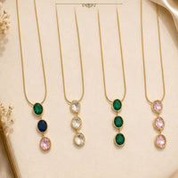 Klitz Premium Stainless Steel Crystal Stone Chain Necklace 