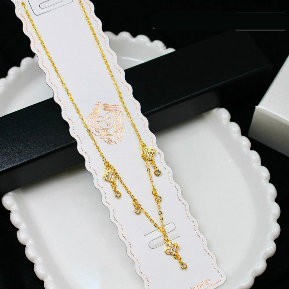 Klitz Premium Stainless Steel Crystal Stone Chain Necklace (Set of 12)