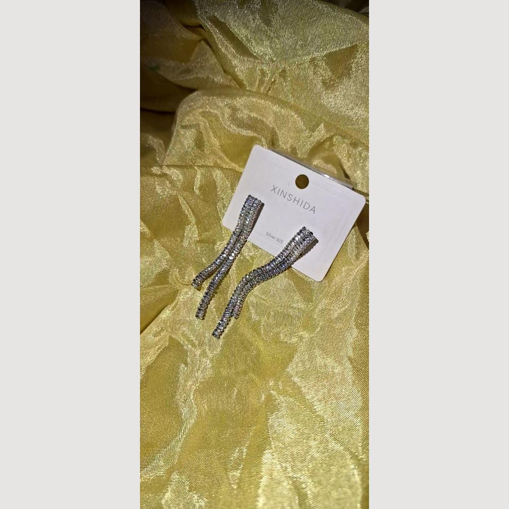 Dhirish International Sparkling American Diamond Dangler Earrings