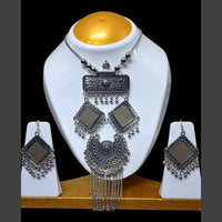 Dhirish International Oxidised Plated Mirror Necklace Set