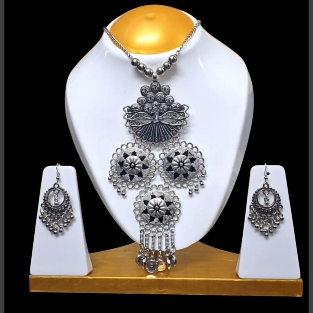 Dhirish International Oxidised Plated Necklace Set