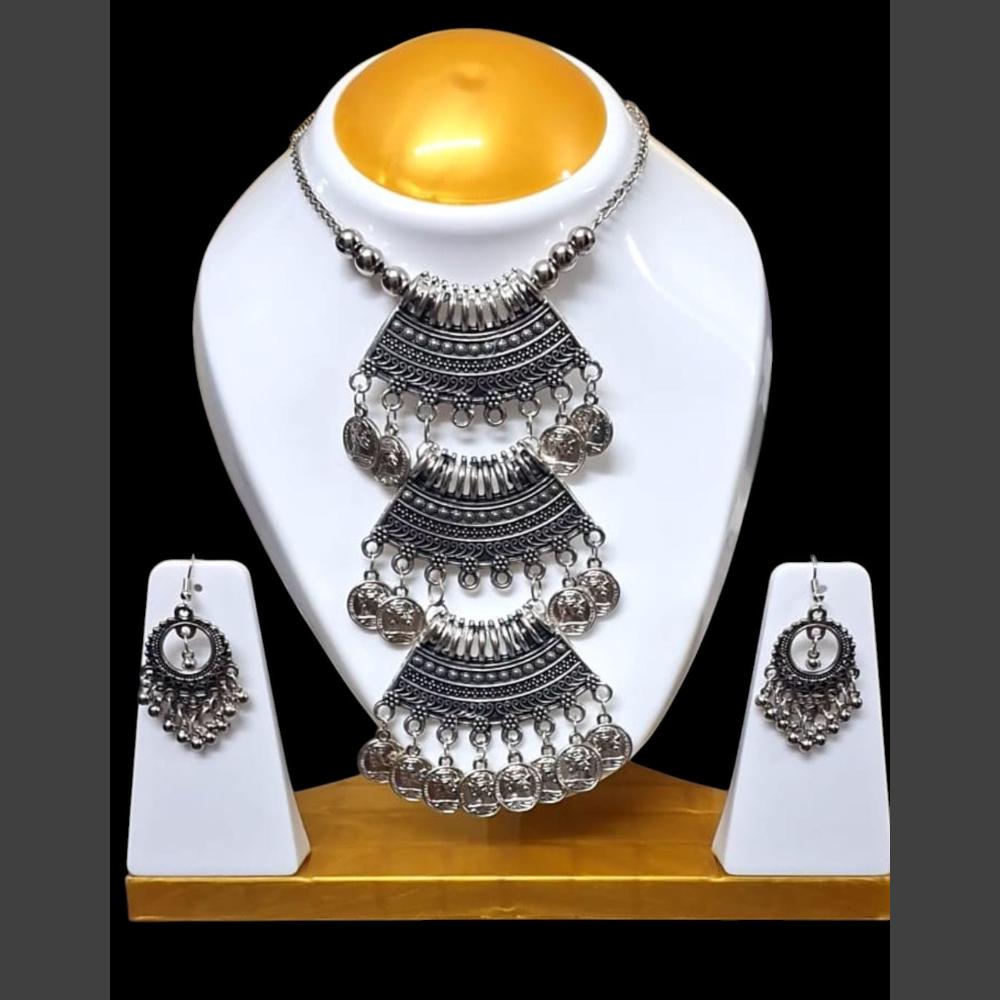 Dhirish International Oxidised Plated Necklace Set