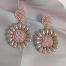 Dhirish International Pearl Flower Design Dangler Earrings