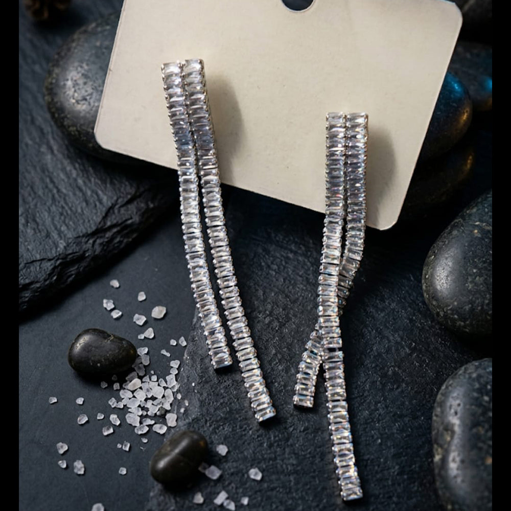 Dhirish International Sparkling American Diamond Dangler Earrings
