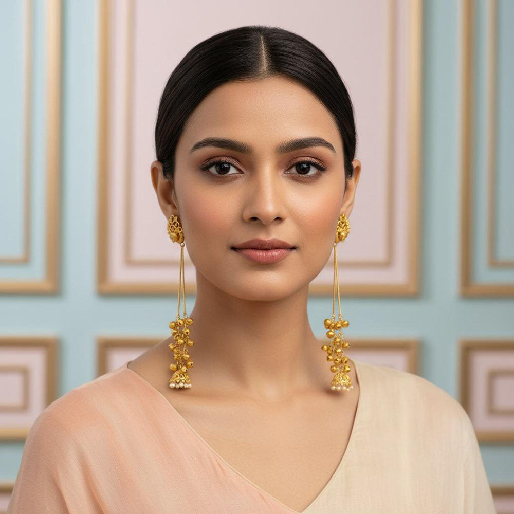 Dhirish International Trendy Peacock And Ghungroo Kashmiri Dangler Earrings 