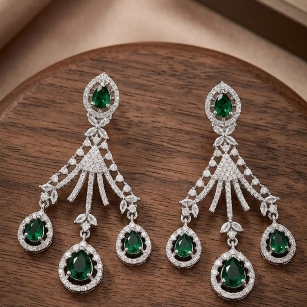Dhirish International Sparkling American Diamond Dangler Earrings