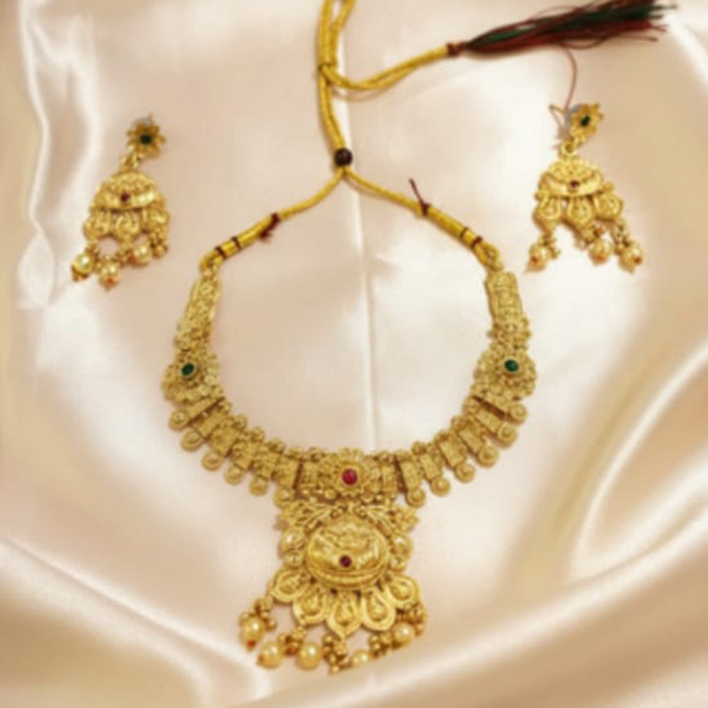Dhirish International Pota Stone Beaded Necklace With Earrings