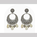 Dhirish International Heritage Oxidised Plated Shell Dangler Earrings