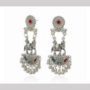 Dhirish International Heritage Oxidised Plated Meenakari Dangler Earrings