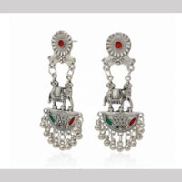 Dhirish International Heritage Oxidised Plated Meenakari Dangler Earrings