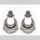 Dhirish International Heritage Oxidised Plated Meenakari Dangler Earrings