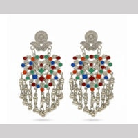 Dhirish International Heritage Oxidised Plated Meenakari Dangler Earrings