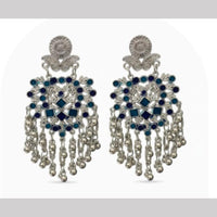 Dhirish International Heritage Oxidised Plated Meenakari Dangler Earrings