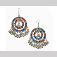 Dhirish International Heritage Oxidised Plated Meenakari Dangler Earrings