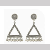 Dhirish International Heritage Oxidised Plated Pearl Dangler Earrings