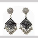 Dhirish International Heritage Oxidised Plated Meenakari Dangler Earrings