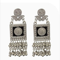 Dhirish International Heritage Oxidised Plated Meenakari Dangler Earrings