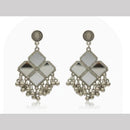 Dhirish International Heritage Oxidised Plated Mirror And Pearl Dangler Earrings