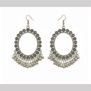 Dhirish International Heritage Oxidised Plated Pearl Dangler Earrings