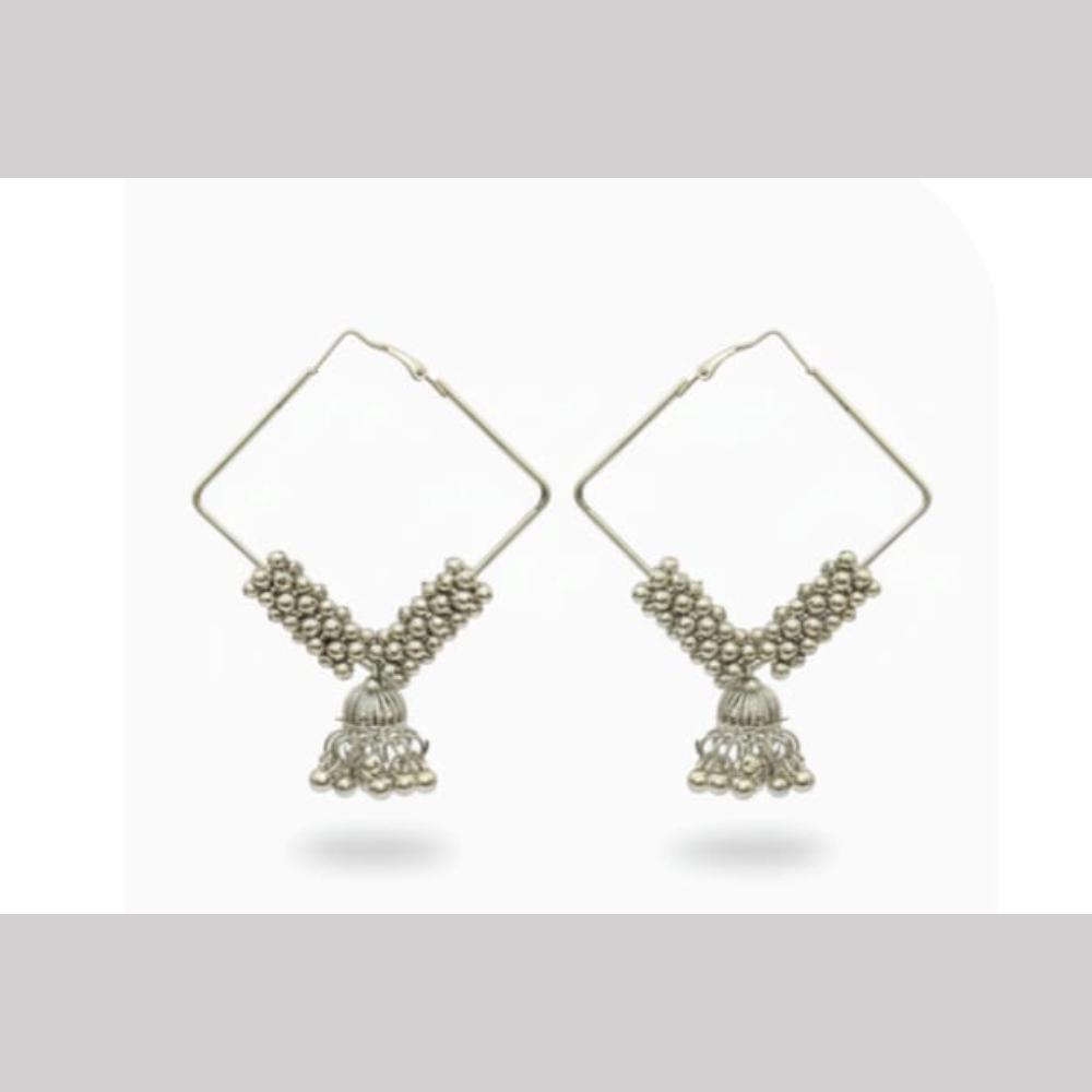 Dhirish International Heritage Oxidised Plated Pearl Jhumki Earrings