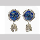 Dhirish International Heritage Oxidised Plated Meenakari Pearl Jhumki Earrings