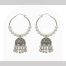 Dhirish International Heritage Oxidised Plated Pearl Jhumki Earrings