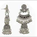 Dhirish International Heritage Oxidised Plated Meenakari Pearl Jhumki Earrings