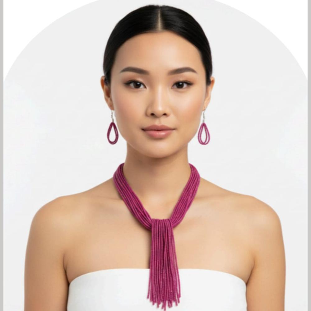 Dhirish International Pearl Necklace With Earrings