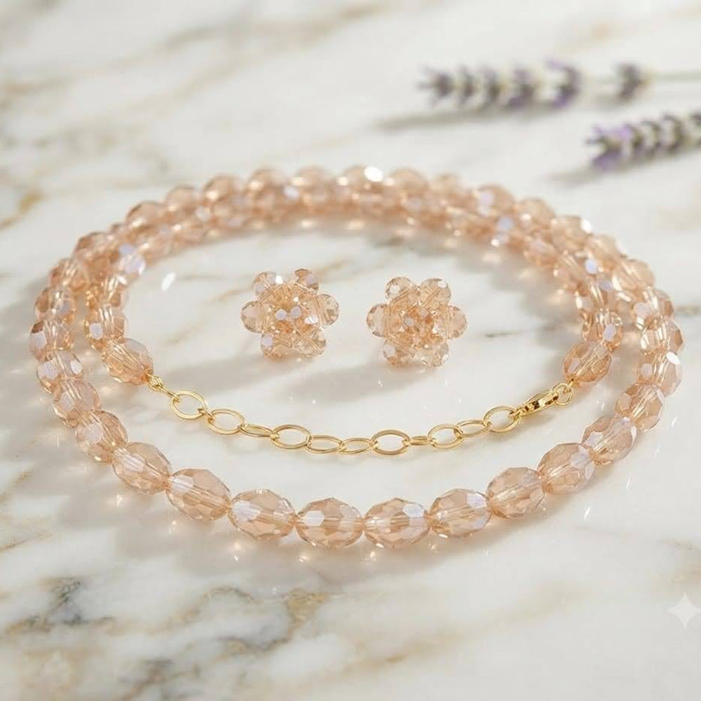 Dhirish International Beautiful Crystal Beaded Statement Necklace Set for Women