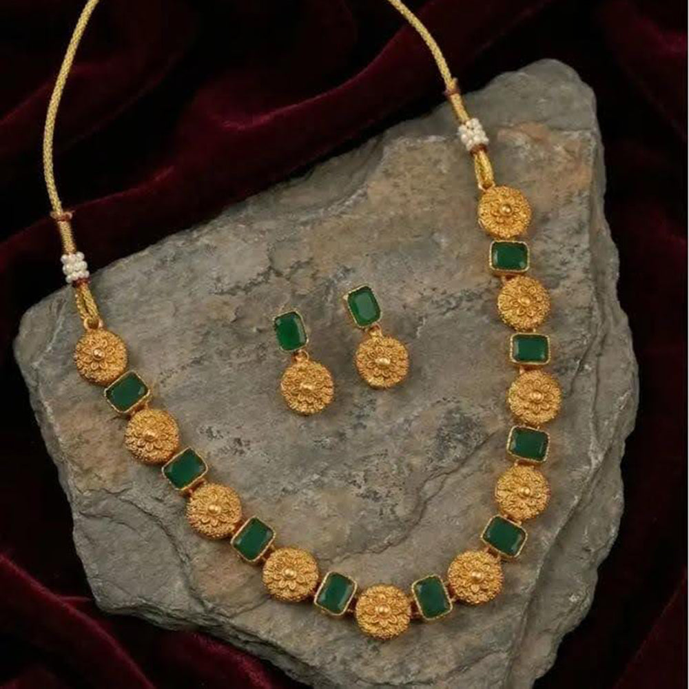 Dhirish International Pota Stone And Pearl Designer Necklace Set for Women