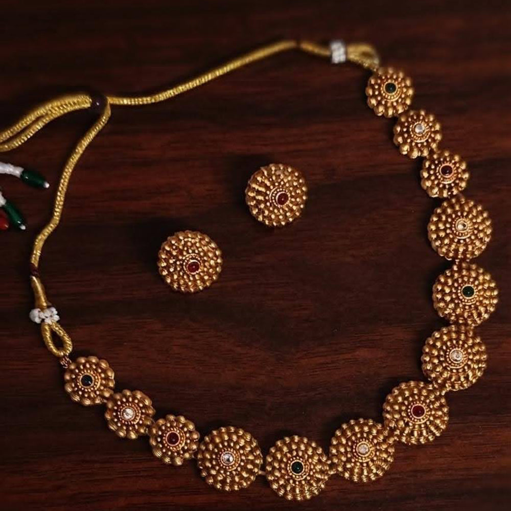 Dhirish International Pota Stone Designer Necklace Set for Women