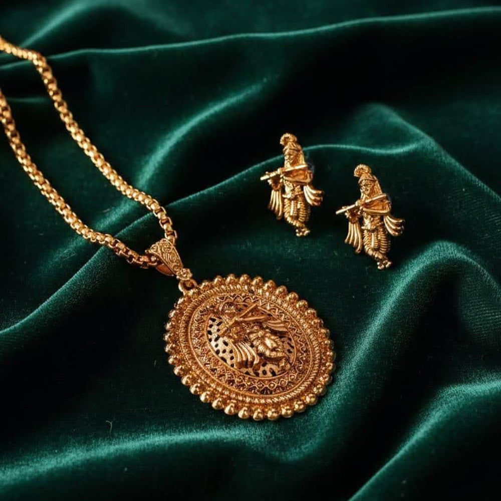 Dhirish International Traditional Temple Chain Pendant Set