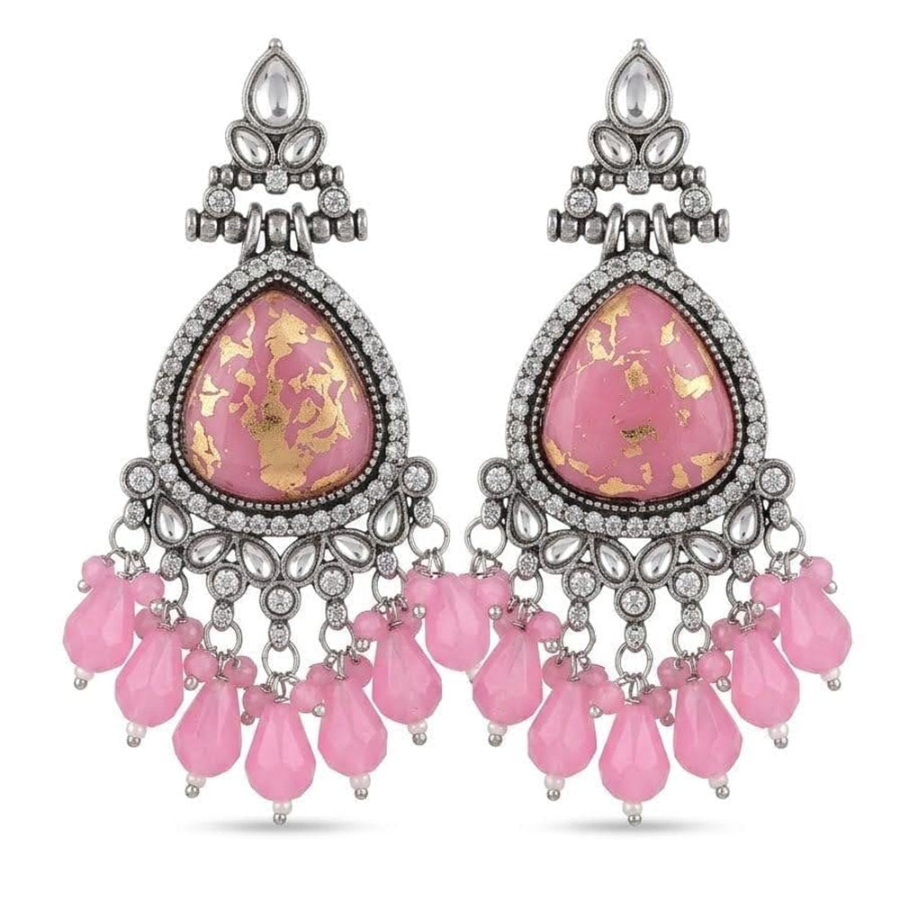 Dhirish International Premium Crystal Stone And Beads Dangler Earrings