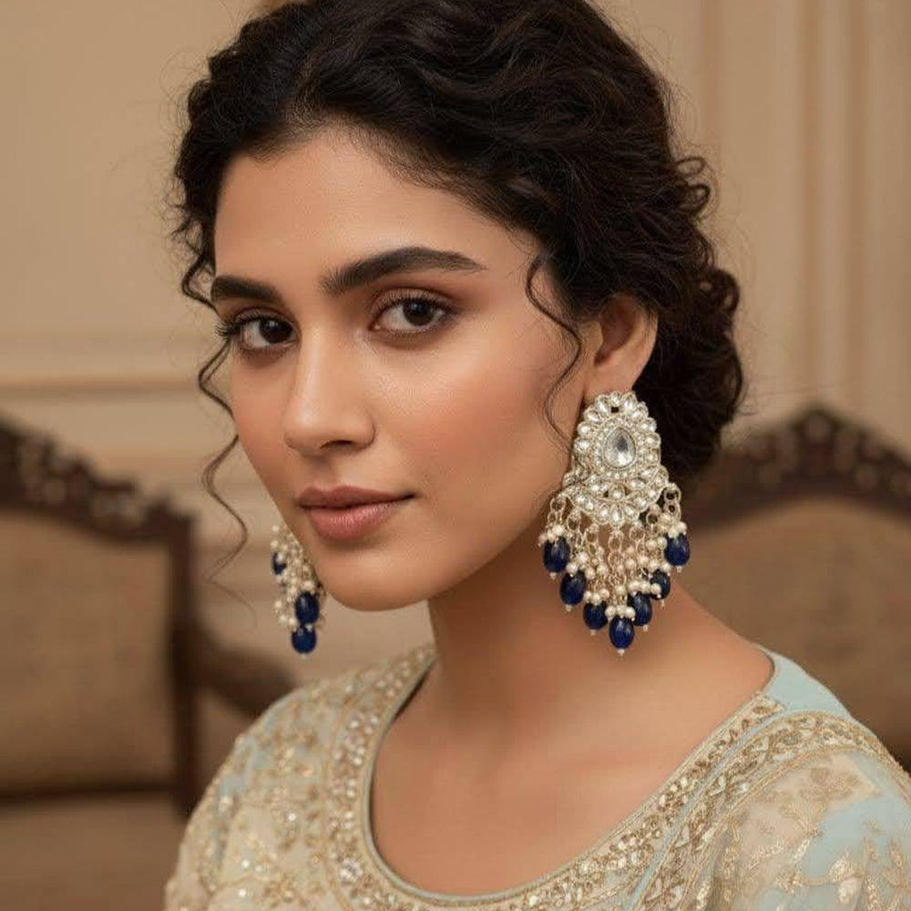 Dhirish International Premium Kundan Stone And Beads Dangler Earrings