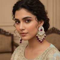 Dhirish International Premium Kundan Stone And Beads Dangler Earrings