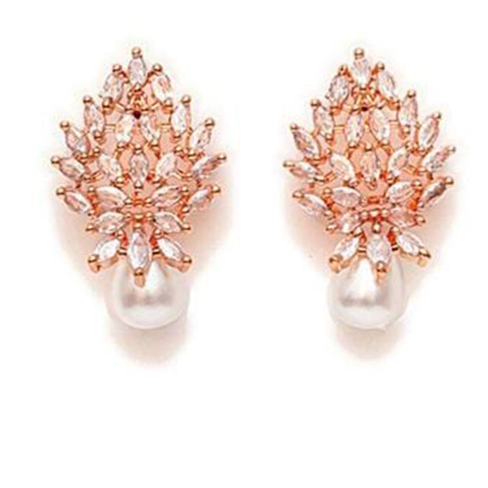 Dhirish International American Daimond And Pearl Dangler Earrings