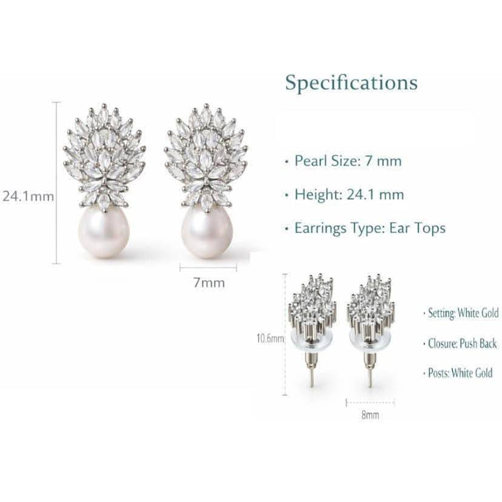 Dhirish International American Daimond And Pearl Dangler Earrings