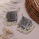Dhirish International Stylish Oxidised Plated Pearl Dangler Earrings