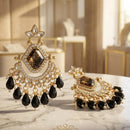 Dhirish International Stylish Kundan Stone And Beads Dangler Earrings