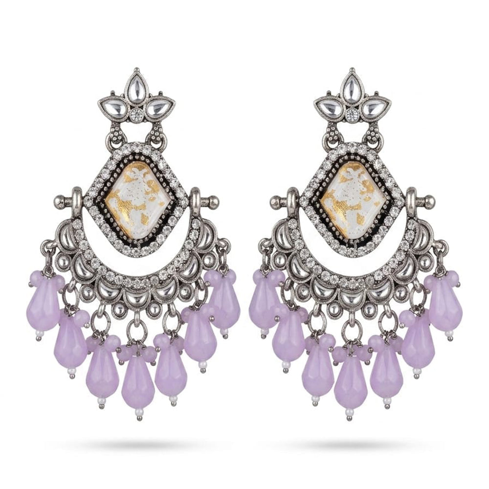 Dhirish International Stylish Kundan Stone And Beads Dangler Earrings