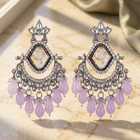 Dhirish International Stylish Kundan Stone And Beads Dangler Earrings