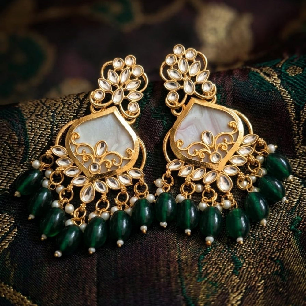 Dhirish International Stylish Kundan Stone And Beads Dangler Earrings 