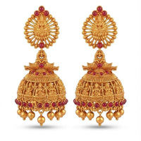 Dhirish International Premium Festive Pota Stone And Pearl Jhumki Earrings
