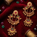 Dhirish International Classic Pota Stone And Ghungroo Dangler Earrings