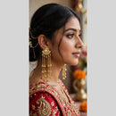 Dhirish International Classic Pota Stone And Ghungroo Kashmiri Dangler Earrings