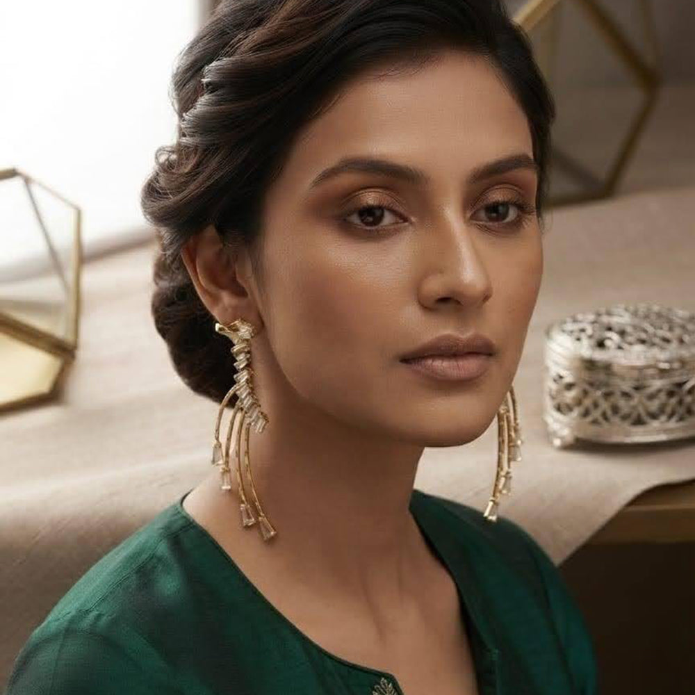 Dhirish International Stylish Crystal Stone Dangler Earrings 