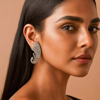 Dhirish International Oxidised Peacock Inspired Hanging Earrings